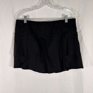 Athleta Running Skort Women's Large Solid Black Pull On Lined Rear Zip Pocket